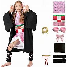 Kids Child Kamado Nezuko Costume Girl Boy Demon Slayer Halloween Cosplay Suit