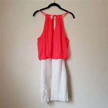 Windsor Dresses | Windsor Neon Coral And White Lace Dress Size 9/10 | Color: Orange/White | Size: 9J