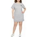 Juicy By Juicy Couture Short Sleeve Checked T-Shirt Dress Plus, 2X , Gray