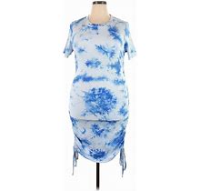 Shein Casual Dress Mock Short Sleeve: Blue Tie-Dye Dresses - Women's Size 2X