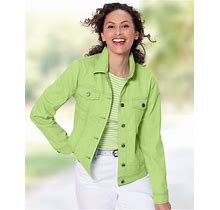 Blair Women's Dreamflex Colored Jean Jacket - Green - PM - Petite