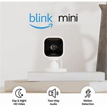 Blink Mini - Compact Indoor Plug-In Smart Security Camera, 1080P Hd