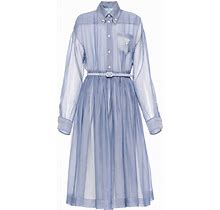Prada - Organza Midi Shirt Dress - Women - Silk - 36 - Blue