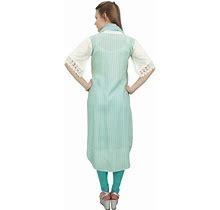 Bimba Women Designer White High Low Straight Kurti Dress With Printed Scarf - 4