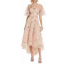 Teri Jon By Rickie Freeman Sequined Embroidered Floral Tulle High Low Dress