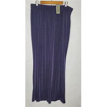 Chicos Womens Travelers Purple Straight Leg Pull On Pants Size 3 US XL Slinky