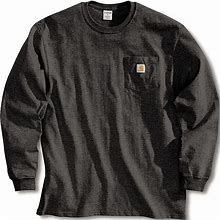 Carhartt Long Sleeve T-Shirt: Men's, 2XL, Black, Regular, T-Shirt, Long, Cotton, 1 Pockets Model: K126-BLK XXL REG