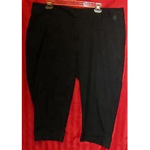 Women's Fashion Bug Cuffed Cropped Capri Pants, Black, Size 18,