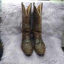 Shyanne Boots Western Cowboy Riding Brown Boots Womens Sz 6.5 Floral