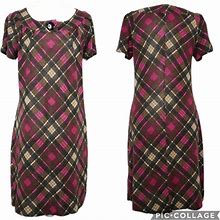 Agb Dresses | 3/$30 Agb Plaid Pink Brown Black Sheath Dress | Color: Brown/Pink | Size: 6