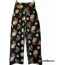 Zara Pants & Jumpsuits | Zara Floral Pants | Size Xs | Color: Black | Size: Xs