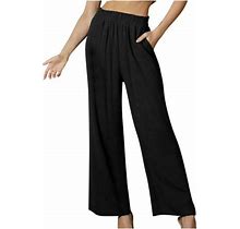 Women's Pants Fashion Women's Casual Elastic Waist Pocket Solid Color Trousers Long Pants Clearance Black 3XL