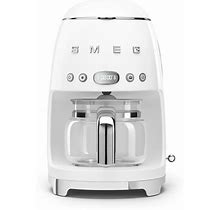 SMEG DCF02WHUS 10 Cup Drip Coffee Maker W/ Glass Carafe - Glossy White, 120 V