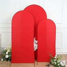 Efavormart Set Of 3 | Matte Red Spandex Fitted Wedding Arch Covers For Round Top Chiara Backdrop Stands - 5Ft, 6Ft, 7ft