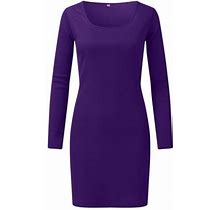 Entyinea Sweaters Dress For Women Turtleneck Long Balloon Sleeve Ribbed Knit Oversized Pullover Dresses Purple XXL