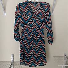 Rue21 Dresses | Mid Length Dress With Quarter Length Sleeves | Color: Blue/Pink | Size: S