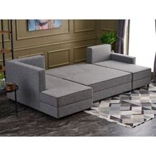 Gray Sectional - East Urban Home Ensi 124" Wide Sleeper Corner Sectional Polyester In Gray, Size 35.4 H X 124.0 W X 34.6 D In | Wayfair