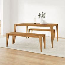 Anderson Solid Wood Expandable Dining Table & 2 Dining Benches Set, Caramel, West Elm