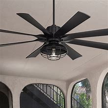 60" Possini Defender Matte Black Damp LED Ceiling Fan With Remote