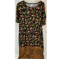 Lularoe Floral Cheetah Print Womens Knee Length Xl Summer Dress