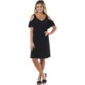MSK Womens Petite MSK Cold Shoulder Solid Swing Shift Dress PL Black | Boscov's