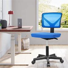 Yoyomax Armless Office Chair Low Back Swivel Chair Height Adjustable Home Office Desk Chairs With Lumbar Support And Wheels For Small Spaces Blue