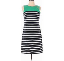 Lands' End Casual Dress - Sheath: Blue Stripes Dresses - Women's Size X-Small