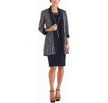 R & M RICHARDS Petites Womens 2Pc Metallic Cocktail And Party Dress Multi