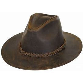 Men's Jaxon Hats Buffalo Leather Western Hat: SIZE: L Chocolate Brown