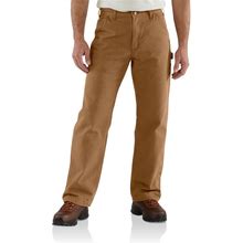 Carhartt Mens B111 Factory 2nd Flannel Lined Washed Duck Loose Fit Pant - Carhartt Brown 35W X 32L