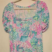 Lilly Pulitzer Dresses | Puff Sleeve Lilly Pulitzer Tshirt Dress | Color: Blue/Pink | Size: L