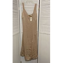 Anthropologie Eri + Ali Womens M Dress Shimmer Slip Midi Nude Beige NWT $128