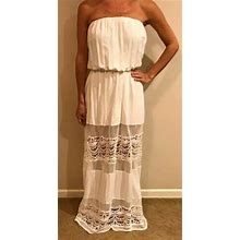 Jarlo Strapless Maxi Dress With Mesh Lace Detail Size S