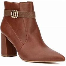 New York & Company Womens Elisabeth Block Heel Booties | Brown | Regular 9 | Boots Booties