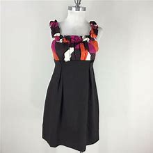Shoshanna Anthropologie S 4 Brown Pink Wool Dress Empire Waist