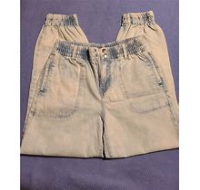 Forever New Pants & Jumpsuits | Forever 21 Jogger Pants Women's Small Blue Denim Elastic Waist Sap Button (N) | Color: Blue | Size: S