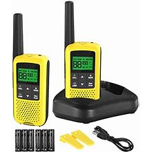 Walkie Talkies - COTRE Two Way Radios, 32 Miles Long Range USB Rechargeable Walkie Talkies W/ 2662 Channels, NOAA & Weather Alerts, VOX Scan, LED Lamplight For Outdoor Activities, Yellow(2 Pack)