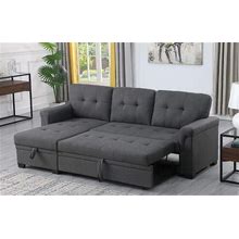 Sectional Sleeper Sofa Reversible Storage Chaise Pull Out Dark Gray