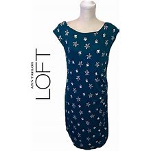 Loft Dresses | Ann Taylor Loft Teal Floral Print Ruched Dress | Color: Blue/Green | Size: M