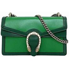 Pre-Owned Gucci Dionysus Chain Shoulder Bag Green White Gold Silver 493930 Leather Gucci Snake Flap Women's (Like New)