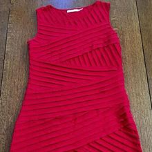 Calvin Klein Dresses | Clavin Klein S 4 Red Sheath Dress Tiered Ruffle | Color: Red | Size: 4