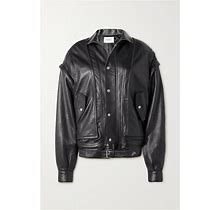 SAINT LAURENT Oversized Paneled Leather Biker Jacket - Women - Black Coats And Jackets - XL
