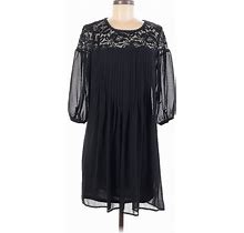 Luxology Casual Dress - Shift Scoop Neck 3/4 Sleeve: Black Solid Dresses - Women's Size Medium