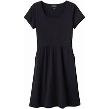 Women's Easy Cotton Fit-And-Flare Dress Black S Petite | L.L.Bean
