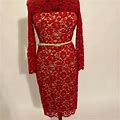 Maggy London Dresses | Maggy London Red Embroidered Lace Dress Size 16 | Color: Red | Size: Xl