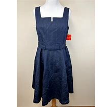 NWT Isaac Mizrahi For Target 12 Navy Blue Taffeta Stripe Party Dress