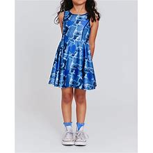Terez Girls' Denim Heart Patchwork Skater Dress - Little Kid, Big Kid - Blue - Size 4