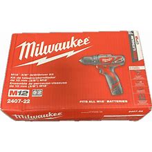 New Milwaukee M12 2407-22 12V 3/8" 2 Battery Cordless Drill Driver Kit (9263350)