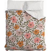 Deny Designs Emanuela Carratoni 70S Floral Theme Comforter, King, White, Comforters & Comforter Sets