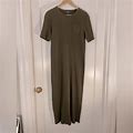 Ralph Lauren Olive Green Ribbed Knit T-Shirt Dress Size L